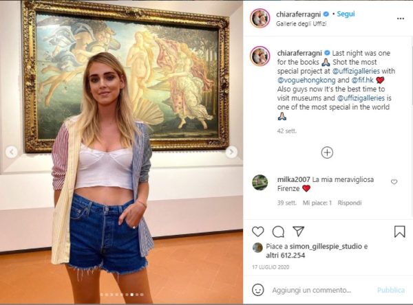 influencer-marketing-turismo-Chiara Ferragni-Uffizi